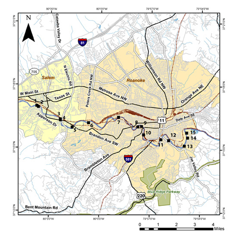 Roanoke River Study Site Map U.S. Geological Survey